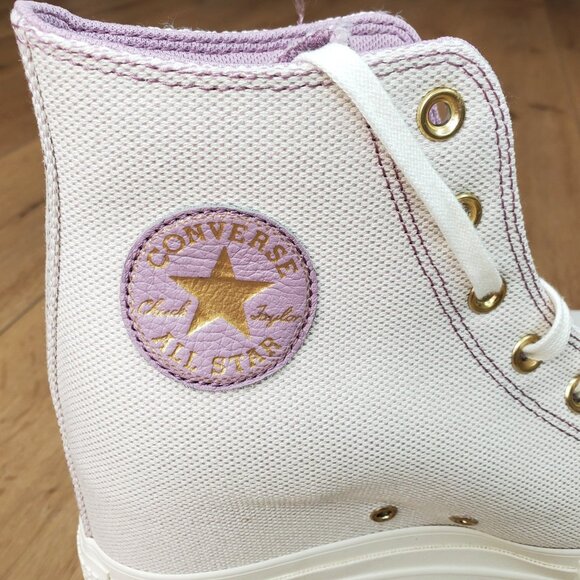 Womens Converse CTAS Wedge Hi Top Orchid Dust /Egret /Gold Size 10 A12763C New - Picture 3 of 9